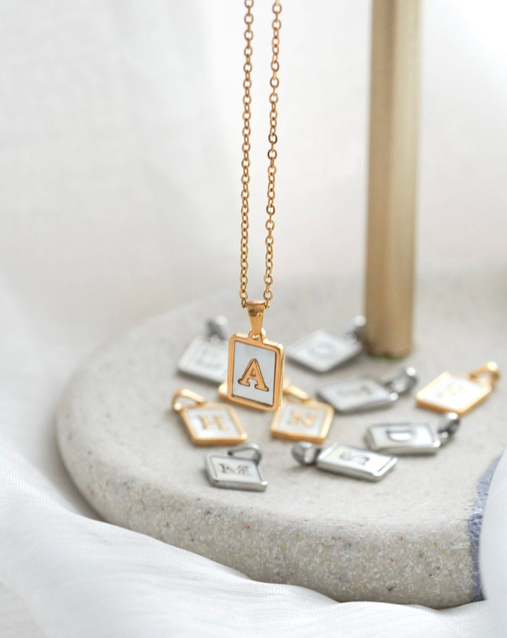 Shell initial necklace